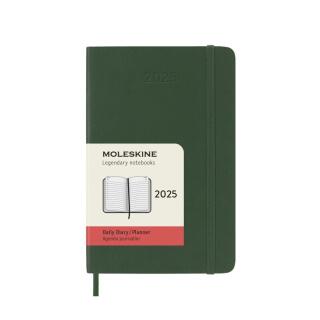 Kalendarz książkowy 2025 Moleskine, format P 9x14cm, rozkład dzienny, oprawa miękka myrtle green