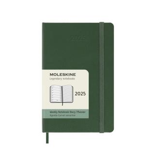 Kalendarz książkowy 2025 Moleskine, format P 9x14cm, rozkład tygodniowy, oprawa twarda myrtle green