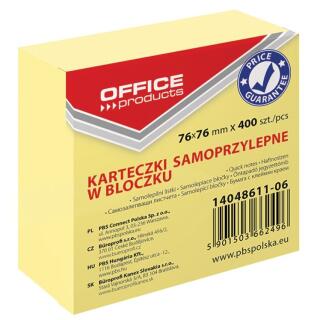 Karteczki samoprzylepne Office Products, bloczek 76x76mm, kolor żółty 400 kartek