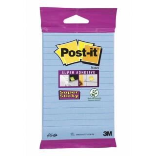 Karteczki samoprzylepne Post-it Super Sticky 102x152 mm, niebieski bloczek w linie 45 karteczek