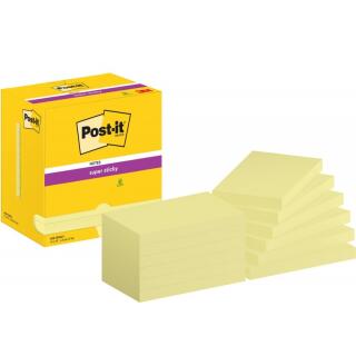 Karteczki samoprzylepne Post-it Super Sticky 12x90 kartek, jaskrawożółte 12 x 90 karteczek