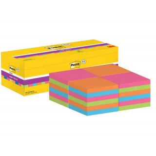 Karteczki samoprzylepne Post-it Super Sticky, 76 x 76 mm, wielokolorowe 24 x 90 karteczek