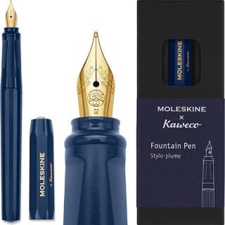 KAWECO X MOLESKINE pióro wieczne, pozłacana stalówka M niebieskie