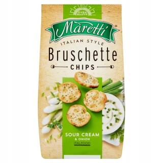 Maretti Bruschette cebulowe z kwaśną śmietaną, chrupiące krążki pieczywa 70g