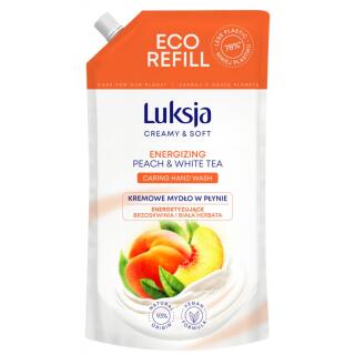 Mydło w płynie Luksja Creamy 900 ml, zapas uzupełniający Eco Refill brzoskwinia i biała herbata