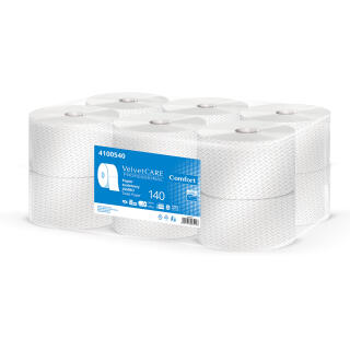 Papier toaletowy Velvet CARE Professional Jumbo, biały papier celulozowy, 2-warstwowy, do podajnikówa 12 rolek x 140 m