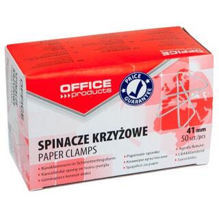 Spinacze krzyżowe 41mm Office Products, metalowe, w kartoniku 50 sztuk