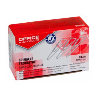 Spinacze metalowe Office Products, trójkątne, w kartoniku 100 sztuk 28 mm