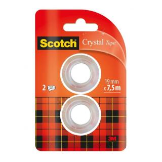 Taśma klejąca Scotch Crystal, niewidoczna krystaliczna, biurowa, opakowanie 2 sztuk
 19 mm x 7,5 m