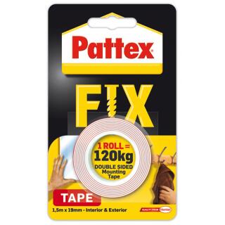 Taśma montażowa Pattex FIX, dwustronna, biała, 19mm x 1,5m do 120kg