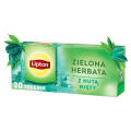 Herbata zielona Lipton Green Tea, ekspresowa, 20 torebek ze sznureczkami z nutą mięty