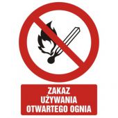 Znak piktogram tabliczka TDC, z napisem: "Zakaz używania otw...